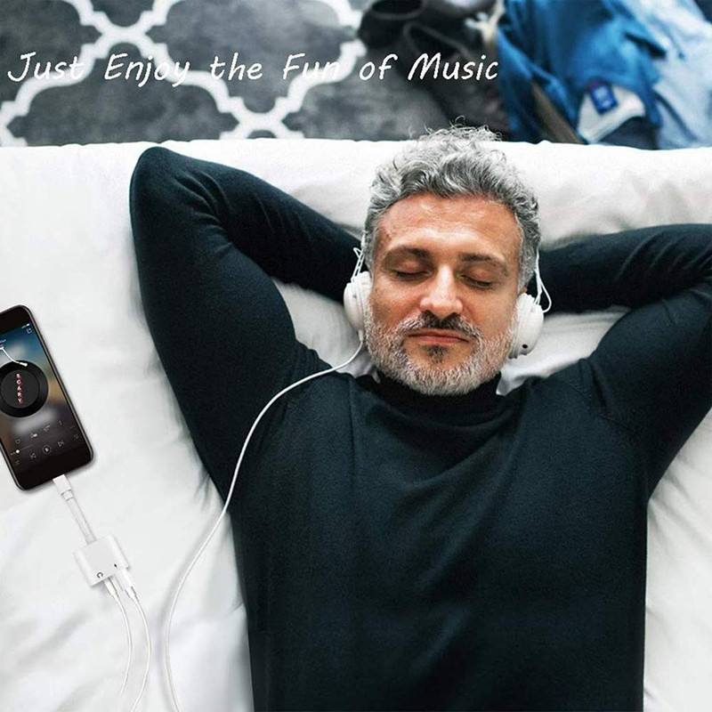 Világításhoz 3,5 mm-es Jack töltőadapter elosztóhoz iPhone 12 11 Pro Max 12Mini SE 2 XS XR X 8 + dupla csatlakozó Apple-hez