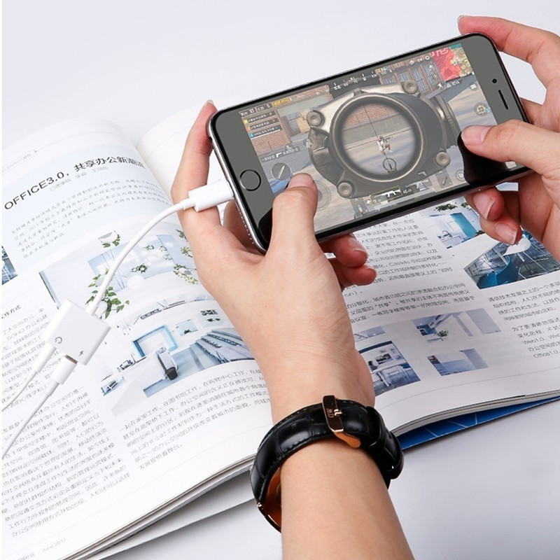 Világításhoz 3,5 mm-es Jack töltőadapter elosztóhoz iPhone 12 11 Pro Max 12Mini SE 2 XS XR X 8 + dupla csatlakozó Apple-hez