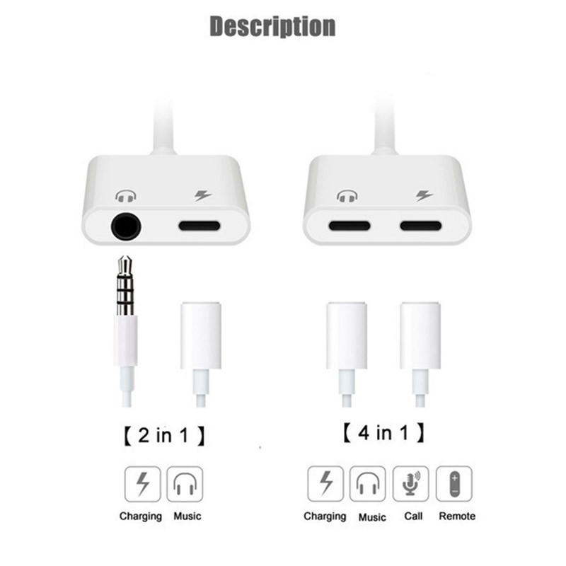 Világításhoz 3,5 mm-es Jack töltőadapter elosztóhoz iPhone 12 11 Pro Max 12Mini SE 2 XS XR X 8 + dupla csatlakozó Apple-hez