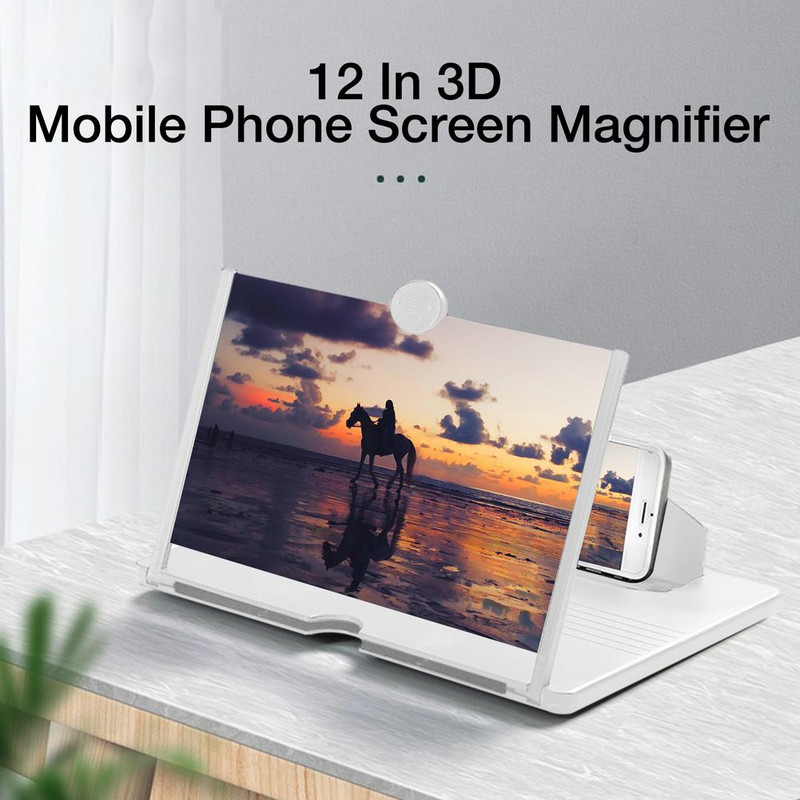 12 hüvelykes mobiltelefon hajlított képernyős erősítő erősítő HD 3d videó mobiltelefon nagyítós állvány konzol Összecsukható tartó