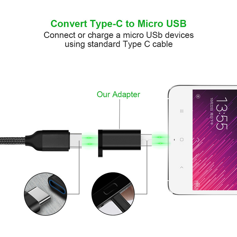 C típusú anya-mikro USB-kábel adapter átalakító Xiaomi Redmi Huawei Meizu Samsung Galaxy S7 Microusb Android telefonhoz