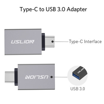 USLION USB Type C към USB OTG адаптер Тип C мъжки към USB женски кабелни конвертори за Macbook Samsung S21 S20 Xiaomi USB C адаптер