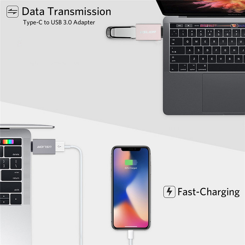 USLION USB C típusú USB OTG adapter C típusú dugasz-USB kábel átalakítók Macbookhoz Samsung S21 S20 Xiaomi USB C adapter