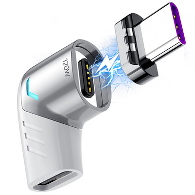Adaptor magnetic Usb C la tip C Încărcare rapidă tip C la USB OTG Convertor Conector în unghi drept pentru Samsung Xiaomi Huawei MAC