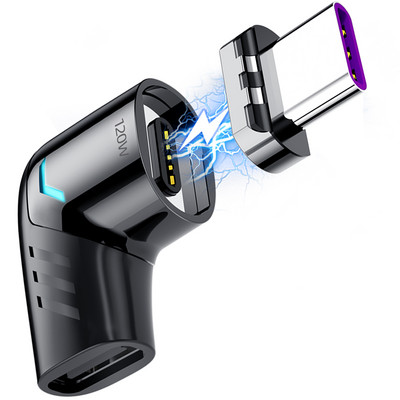 Adaptor magnetic Usb C la tip C Încărcare rapidă tip C la USB OTG Convertor Conector în unghi drept pentru Samsung Xiaomi Huawei MAC