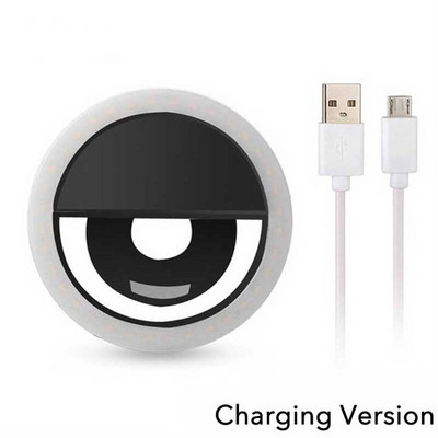 Φωτιστικό δαχτυλιδιού USB φόρτισης LED Selfie Δαχτυλίδι φακού κινητού τηλεφώνου LED Selfie για iPhone για Samsung Xiaomi Phone Selfie Light