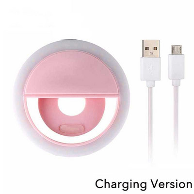 Φωτιστικό δαχτυλιδιού USB φόρτισης LED Selfie Δαχτυλίδι φακού κινητού τηλεφώνου LED Selfie για iPhone για Samsung Xiaomi Phone Selfie Light