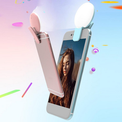 Mini Selfie Ring Light LED Flash Phone Lens Light USB Rechargeable Clip Mobile Phone Fill Lamp Women Selfie Lights