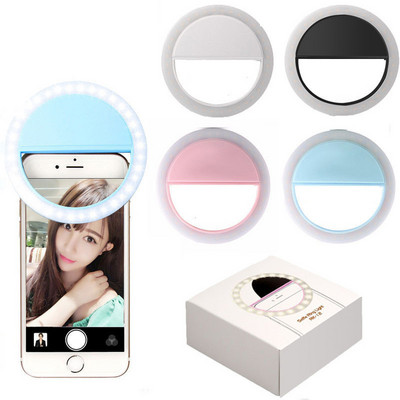 Portable LED Selfie Ring Light Mobile Phone Fill Light Beauty Flash Lens Glowing Light Clip Ring Light For Samsung Xiaomi Huawei