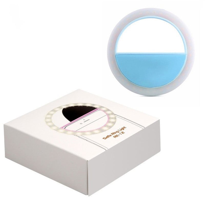 Nešiojama LED asmenukių žiedo lemputė mobiliojo telefono užpildymo šviesa, grožio blykstės objektyvas, šviečiantis šviesos segtukas, skirtas Samsung Xiaomi Huawei