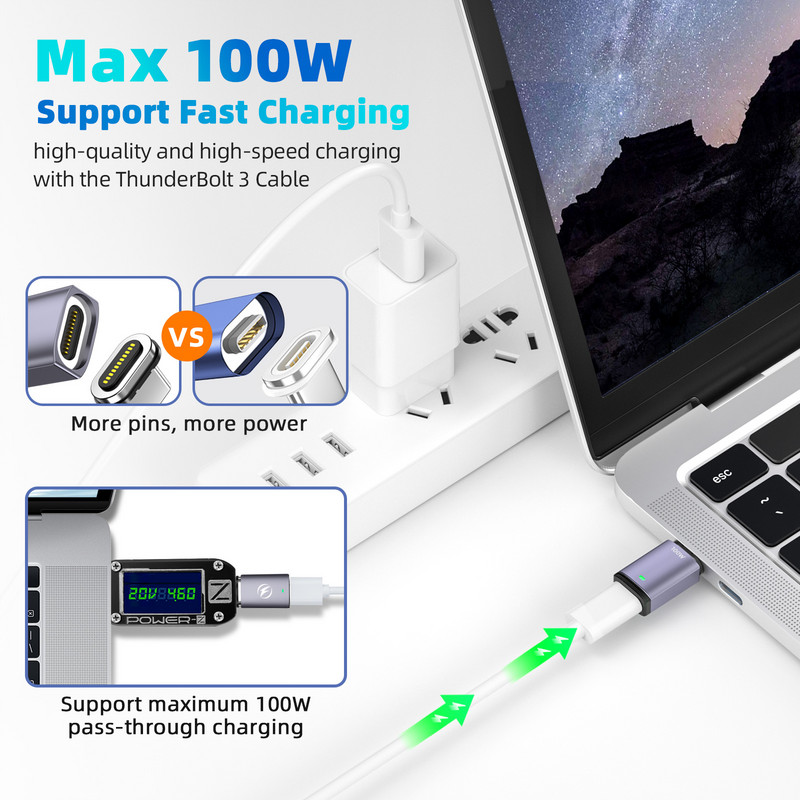 USB Type C 100W mágneses adapter Macbook Pro Air M1 laptop gyorstöltő adapterhez USB C mágneses adapter Samsunghoz