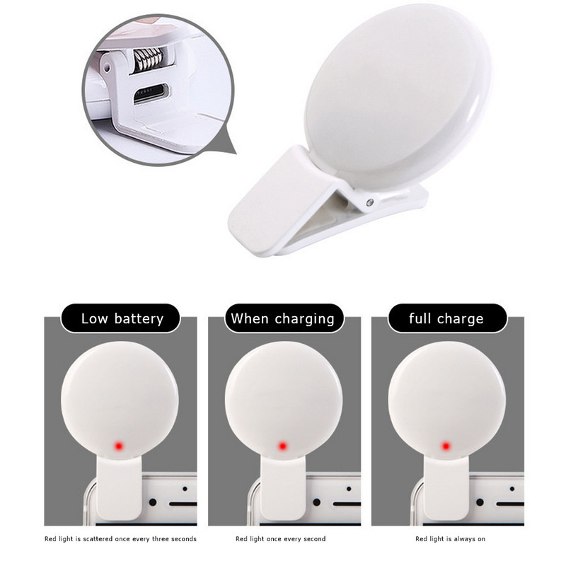 Mobiliojo telefono LED asmenukių žiedo lemputė, nešiojama mini, ilgaamžė, praktiška, trijų sustojimų pritemdymo apskritimo fotografavimo klipo užpildymo lemputė