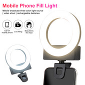 Lumină de umplere a telefonului mobil LED Selfie Ring Light Clip Reîncărcabil 3 moduri de lumină pentru Smartphone iPhone Android Machiaj Vlog