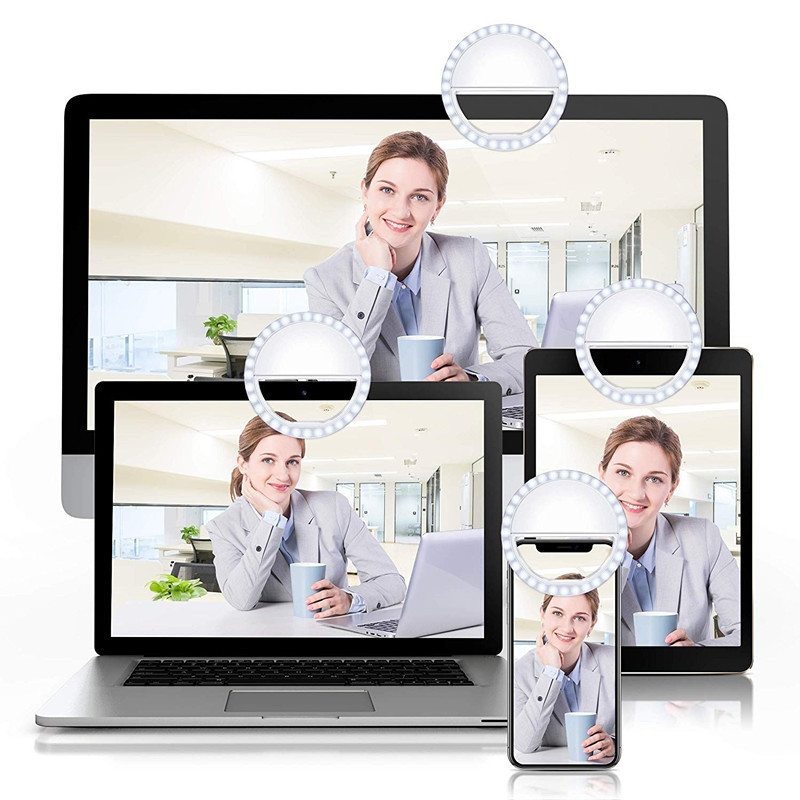 Univerzális gyűrűs lámpa USB töltő LED telefon szelfi gyűrűs lámpa iPhone-hoz Samsung lámpa szelfi jobb oldali fény világító gyűrűs klip