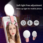 Mini Selfie Ring Light LED Flash Telefon Lentilă Lumină USB Reîncărcabil Clip Telefon mobil Lampă de umplere Femei Selfie Lights