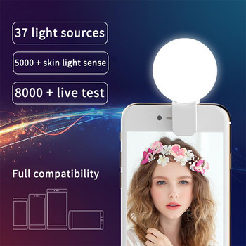 Mini Selfie Ring Light LED Flash Φωτάκι φακού USB Επαναφορτιζόμενο κλιπ USB Φωτιστικό πλήρωσης κινητού τηλεφώνου Γυναικεία φώτα Selfie