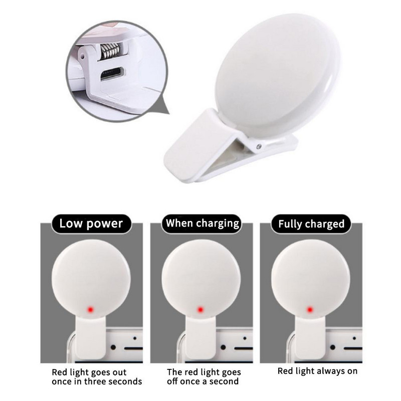 Mini szelfi gyűrűs lámpa LED-es vaku telefon objektív lámpa USB újratölthető klip Mobiltelefon töltőlámpa női szelfi lámpák