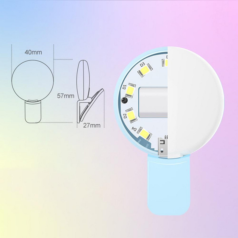 Mini szelfi gyűrűs lámpa LED-es vaku telefon objektív lámpa USB újratölthető klip Mobiltelefon töltőlámpa női szelfi lámpák