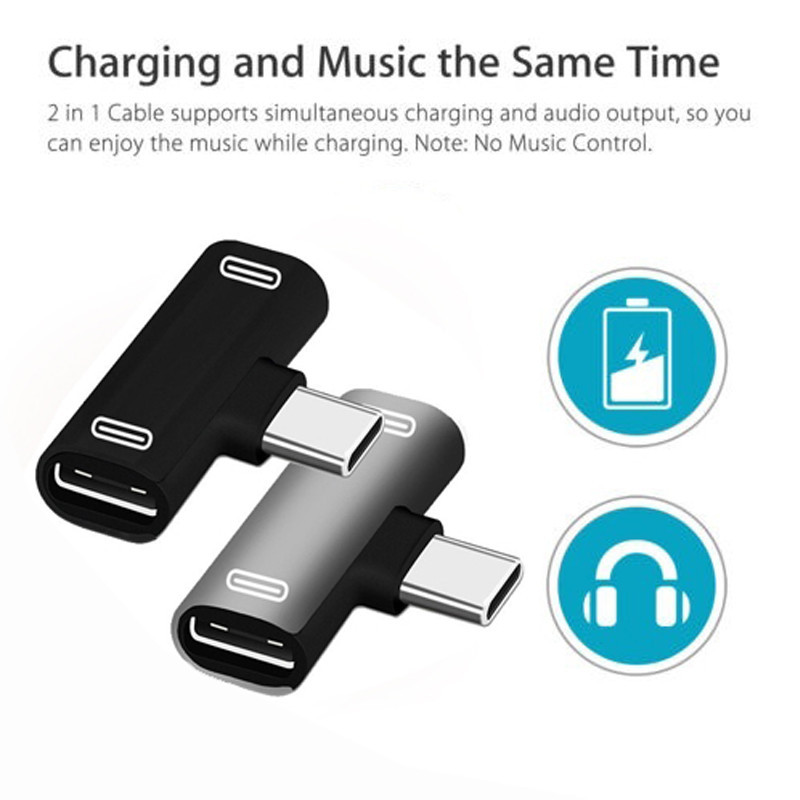 Dual Type C adapter Huawei P30 Mate 20 Mate 30 Pro lite Oneplus 7 7t pro USBC 3.5mm Aux Splitter Tupe c AUX Converter típushoz c