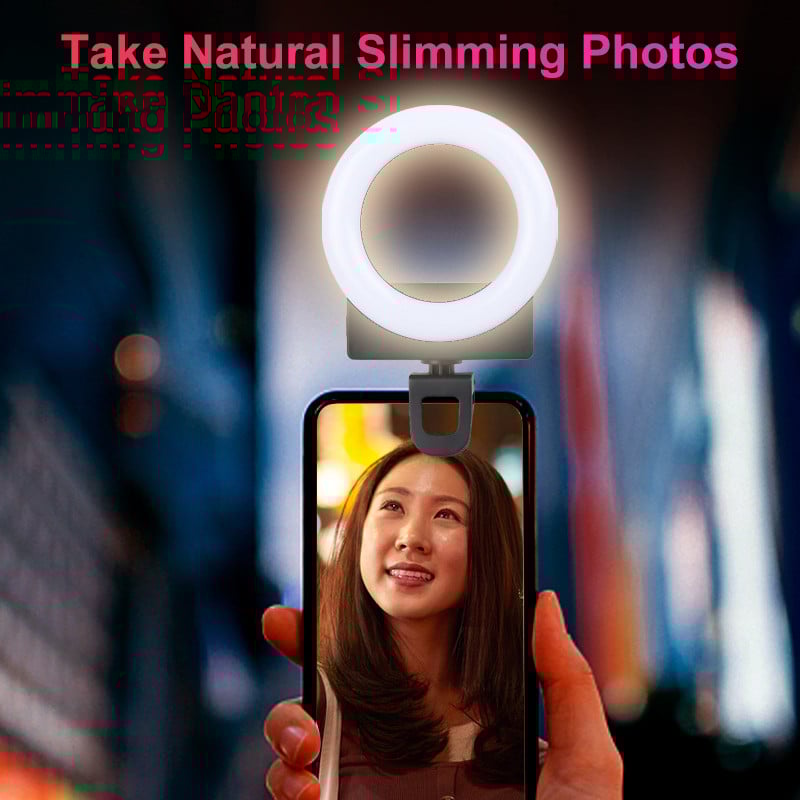 Mobiltelefon töltőlámpa LED-es szelfi gyűrűs fény klip konferencia betöltő lámpa 3 fénymód okostelefonhoz iPhone Android sminkvlog