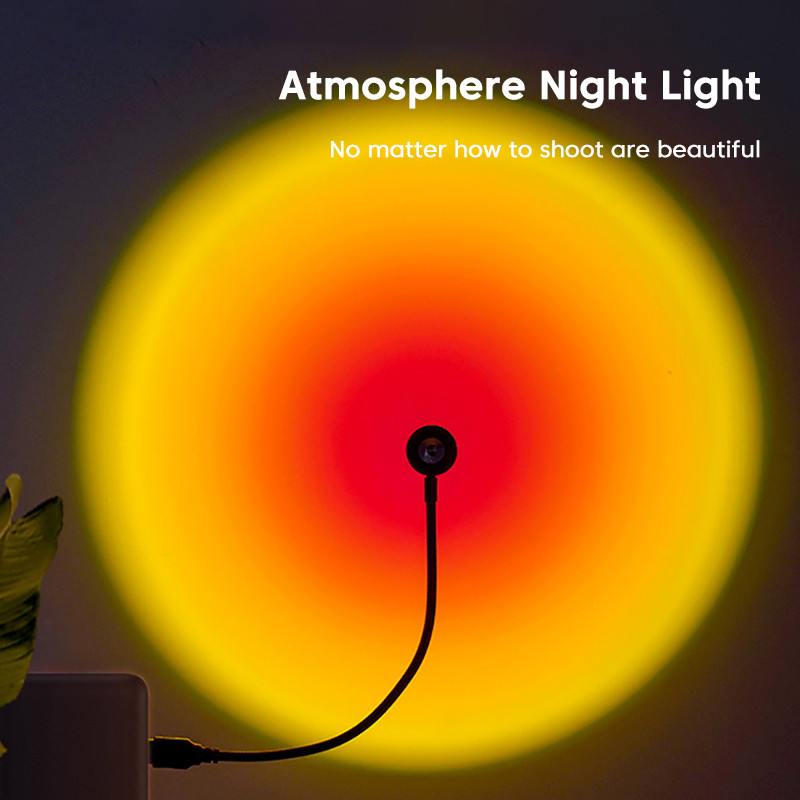 LED lemputė fotografijai USB saulėlydžio šviesa telefono fotografijos šviesa LED neoninė nakties lemputė projektorius sieninis atmosferos žiedas