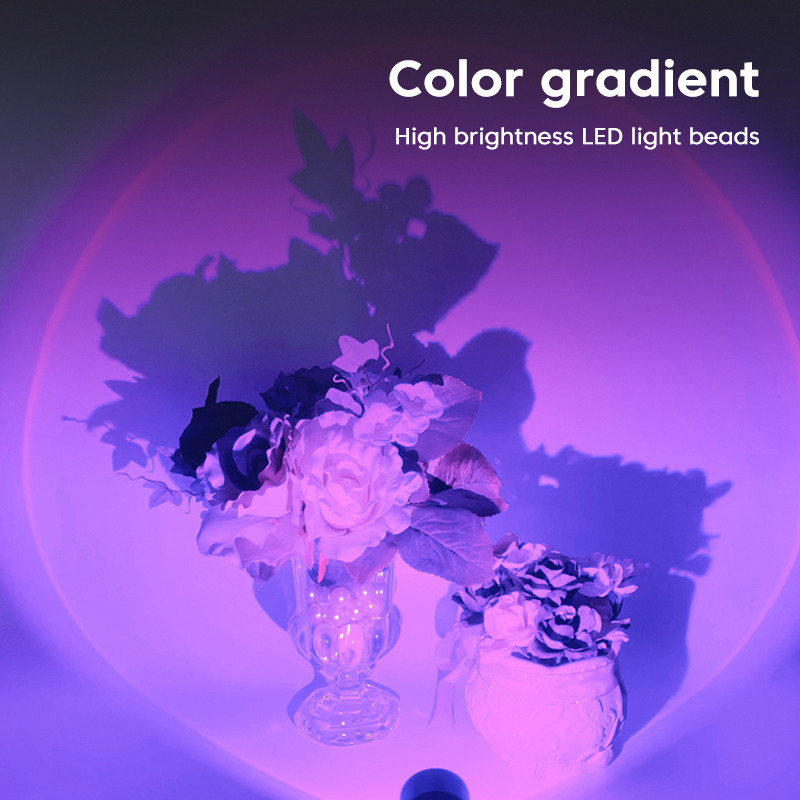 LED lemputė fotografijai USB saulėlydžio šviesa telefono fotografijos šviesa LED neoninė nakties lemputė projektorius sieninis atmosferos žiedas