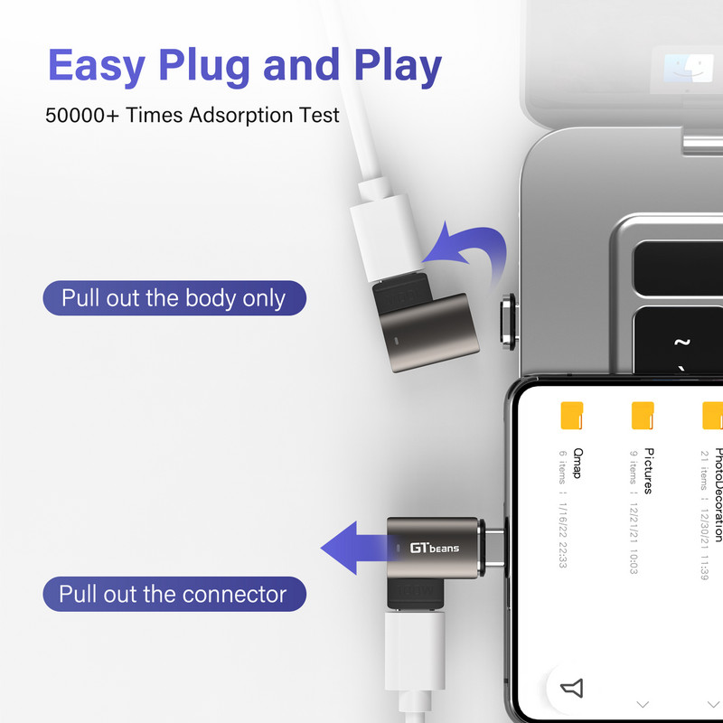 Új 100 W-os USB C-C típusú mágneses adapter gyorstöltő USB C típusú mágneses átalakító mágneses kábel derékszögű USB-csatlakozó