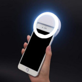 Lanternă cu inel cu clemă de lumină pentru selfie cu LED de modă pentru telefoane mobile, reîncărcabilă prin USB, 3 moduri de iluminare, lampă pentru selfie pentru fete.