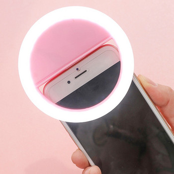Φακός με δαχτυλίδι με φωτισμό LED για κινητά τηλέφωνα με επαναφορτιζόμενο USB 3 τρόπων φωτισμού Κλιπ λάμπας selfie για κορίτσι στο τηλέφωνο
