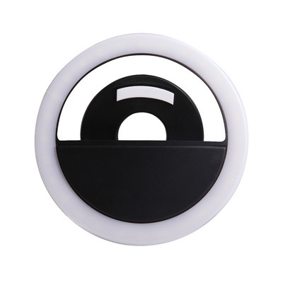 Lanternă cu inel cu clemă de lumină pentru selfie cu LED de modă pentru telefoane mobile, reîncărcabilă prin USB, 3 moduri de iluminare, lampă pentru selfie pentru fete.