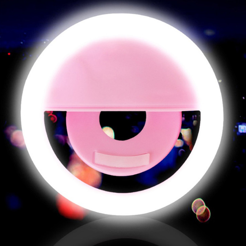 Divat LED szelfi lámpa csíptetős zseblámpa mobiltelefonokhoz USB újratölthető 3 módos világító lány szelfi lámpacsipesz telefonon