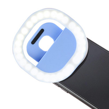 Φως πλήρωσης κινητού τηλεφώνου LED Δαχτυλίδι Φωτιστικό Selfie Ρυθμιζόμενο κλιπ φωτεινότητας σε φορητό υπολογιστή Επαναφορτιζόμενο στρογγυλό φως κινητού τηλεφώνου