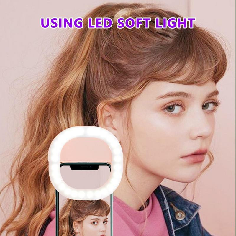 Mobiltelefon töltõlámpa LED-es gyûrûs fény szelfi lámpa, állítható fényerõsségû kapocs laptopon mobiltelefon újratölthetõ kerek lámpa