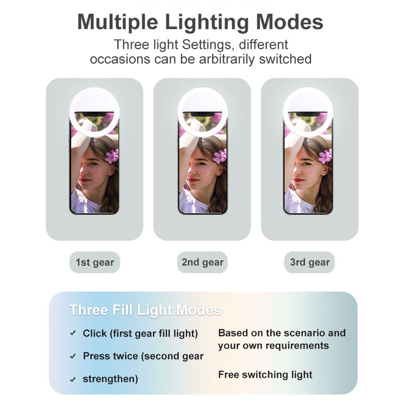 LED asmenukių žiedo lemputė mobiliojo telefono užpildymo lemputė, prisegama įkraunama lemputė, skirta iPhone 14 13 12 Samsung Xiaomi iPad nešiojamam planšetiniam kompiuteriui