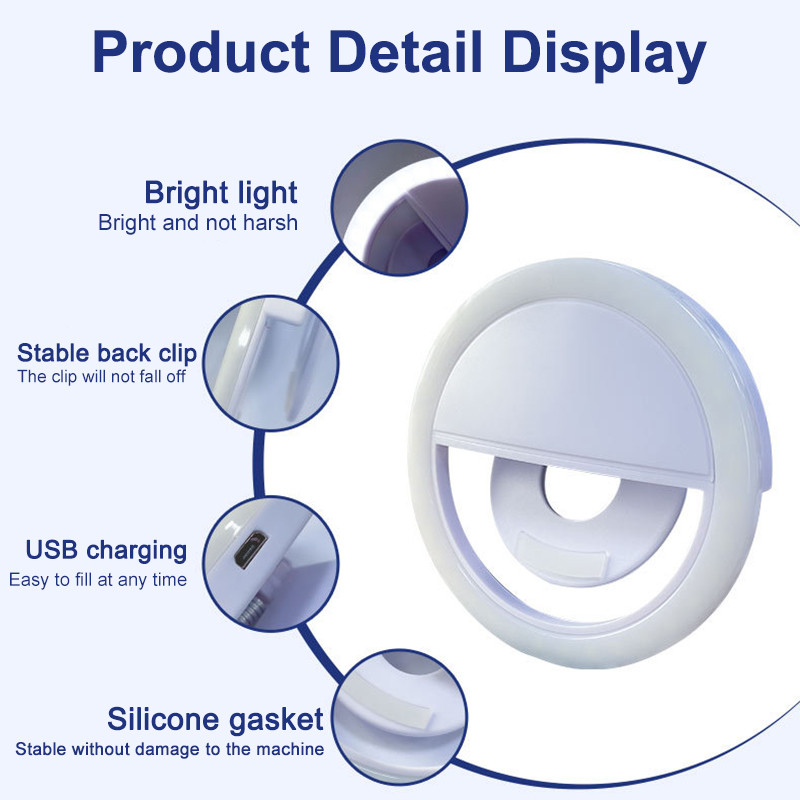 LED asmenukių žiedo lemputė mobiliojo telefono užpildymo lemputė, prisegama įkraunama lemputė, skirta iPhone 14 13 12 Samsung Xiaomi iPad nešiojamam planšetiniam kompiuteriui