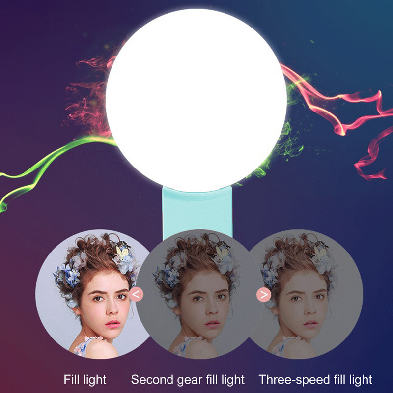 Mini szelfi fény mobiltelefon hordozható LED villogó hordozható szelfi gyűrűs fény klip szelfi élő fotózás kitöltő fény elviselhető