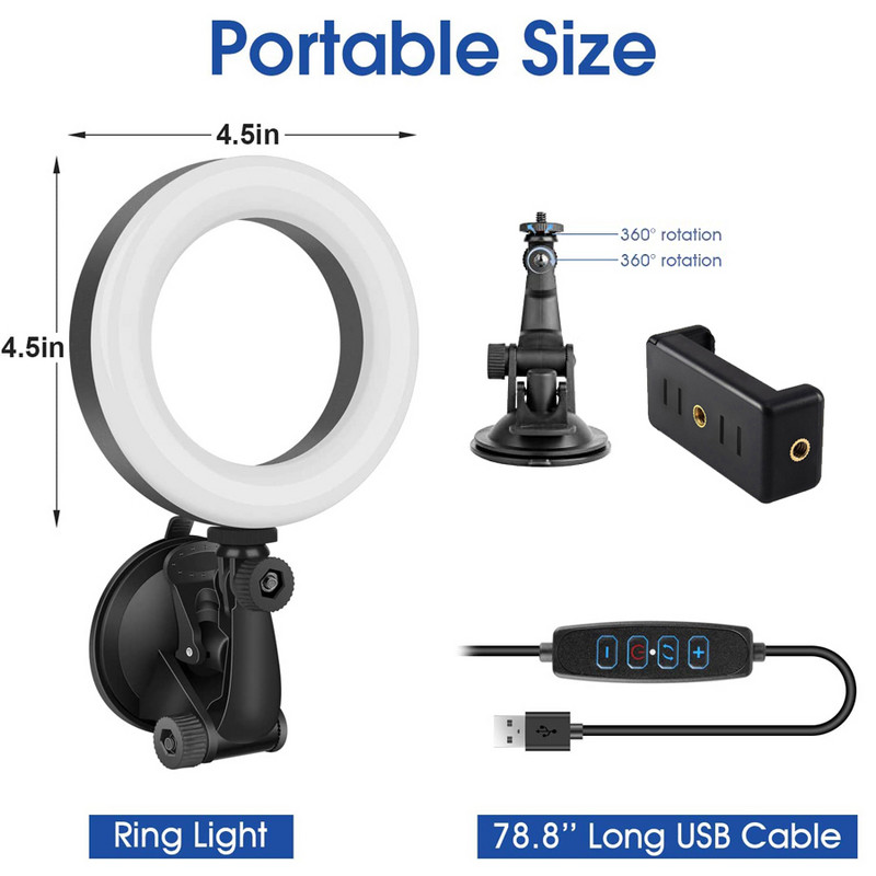 Videólámpa 16 cm-es LED VAGY állvány szelfi gyűrűs betöltő lámpa iPad laptop PC webkamerához élő közvetítés konferencia gyűrűs lámpa sminkhez