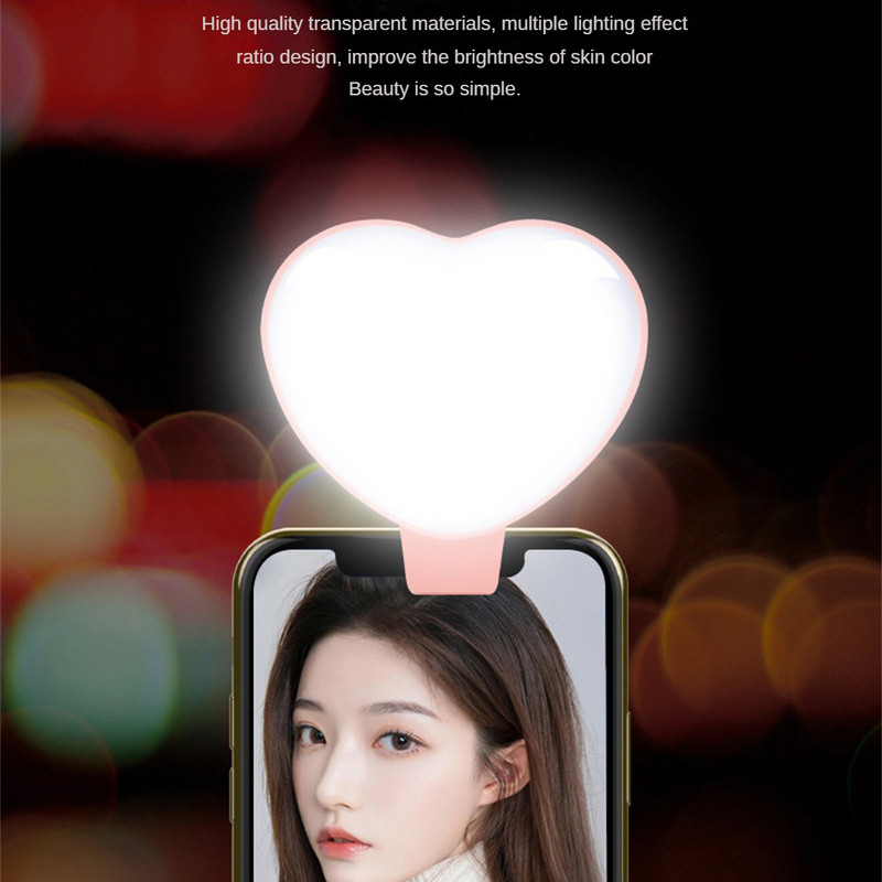 Mini Fill Light Led Adjustment Hordozható Live Beauty Fill Light Szív alakú iPhone-hoz Samsung Xiaomi Poco Selfie Light
