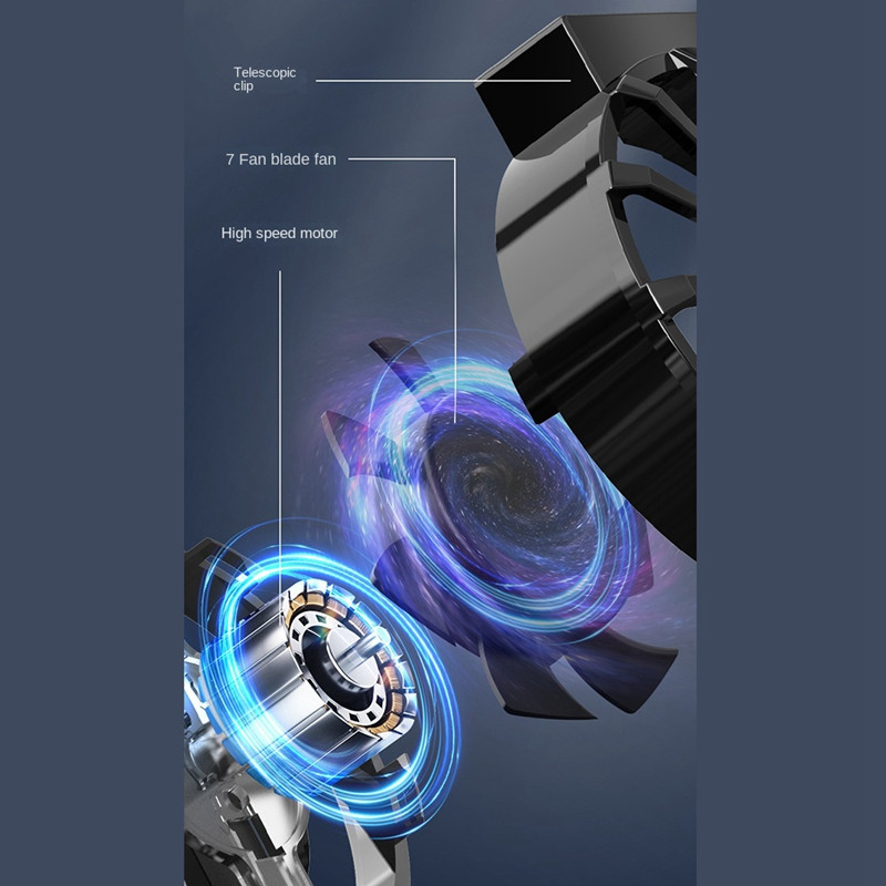 X16 mobiltelefon radiátor 7 lapos 45 mm-es ventilátor USB tápegység Mobiltelefon léghűtő radiátor 4-6,7 hüvelykes telefonokhoz