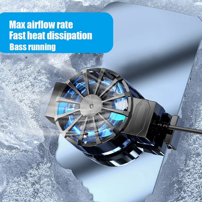 X16 mobiltelefon radiátor 7 lapos 45 mm-es ventilátor USB tápegység Mobiltelefon léghűtő radiátor 4-6,7 hüvelykes telefonokhoz