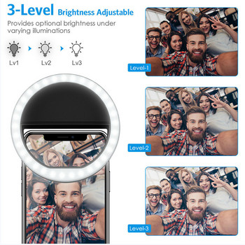 USB φόρτισης LED Selfie Ring Light Κινητό τηλέφωνο Fill Light Φακός ομορφιάς Flash για κινητά τηλέφωνα Smartphones Τηλέφωνο Selfie Light