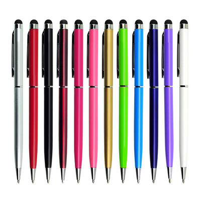 10db/készlet Univerzális 2 az 1-ben fém stylus toll golyóstollal ручки érintőképernyős toll minden kapacitív képernyőhöz