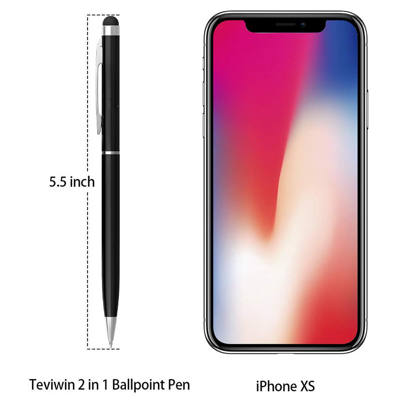 10db/készlet Univerzális 2 az 1-ben fém stylus toll golyóstollal ручки érintőképernyős toll minden kapacitív képernyőhöz