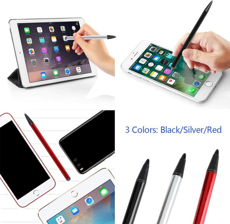 1db érintőtoll Kettős célú műanyag gumi stylus kapacitív képernyővel rezisztív képernyőtoll Iphone Xiaomi Smart Phone Stylus Penhez