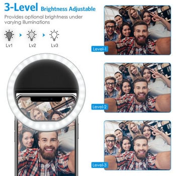 Επαναφορτιζόμενο δαχτυλίδι φωτιστικό για τηλέφωνο Selfie φωτιστικό για iPhone Samsung Xiaomi φορητό μακιγιάζ Φωτογραφία Led Fill Light Κλιπ