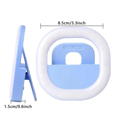 Smartphone Clip On Ring Light Camera LED Intensitate reglabilă pentru selfie-uri Live Streaming Make-up Ring Light Reîncărcabilă