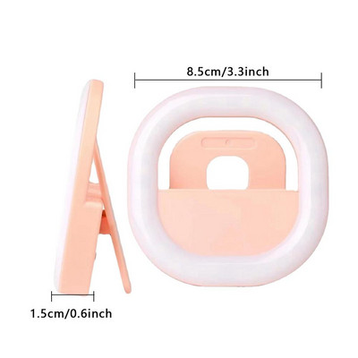Smartphone Clip On Ring Light Camera LED Intensitate reglabilă pentru selfie-uri Live Streaming Make-up Ring Light Reîncărcabilă