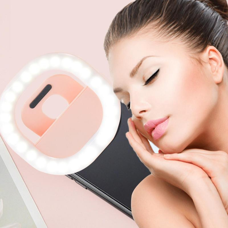 Okostelefon csíptetős gyűrűs fényű kamera LED állítható intenzitású szelfikhez Élő közvetítés sminkgyűrűs fény, újratölthető