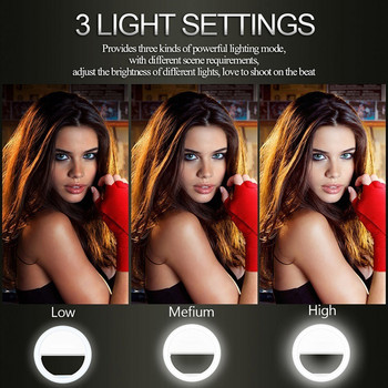 Селфи LED Ring Light Flash за Samsung Galaxy A70 A50 A40 A30 3 Brightness Phone Lights за Xiaomi CC9 Redmi K20 Pro Luz Movil
