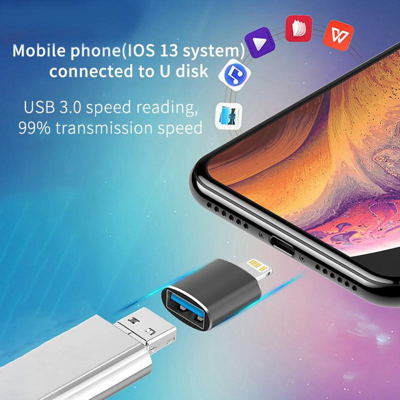 USB 3.0 OTG adapteris, skirtas iPhone 14 Plus 13 Mini 12 11 Pro Max XS XR X IPad Lightning Male į USB3.0 konverteris, skirtas IOS 13 Above